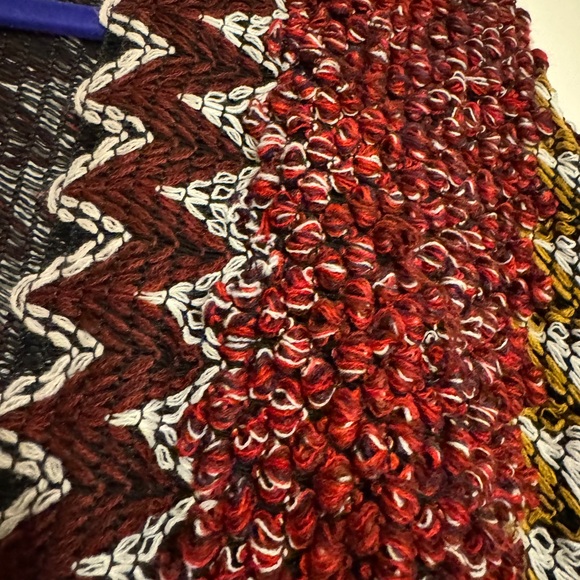 Leto Collection Maroon Crochet Patterned Ruana - Picture 3 of 3